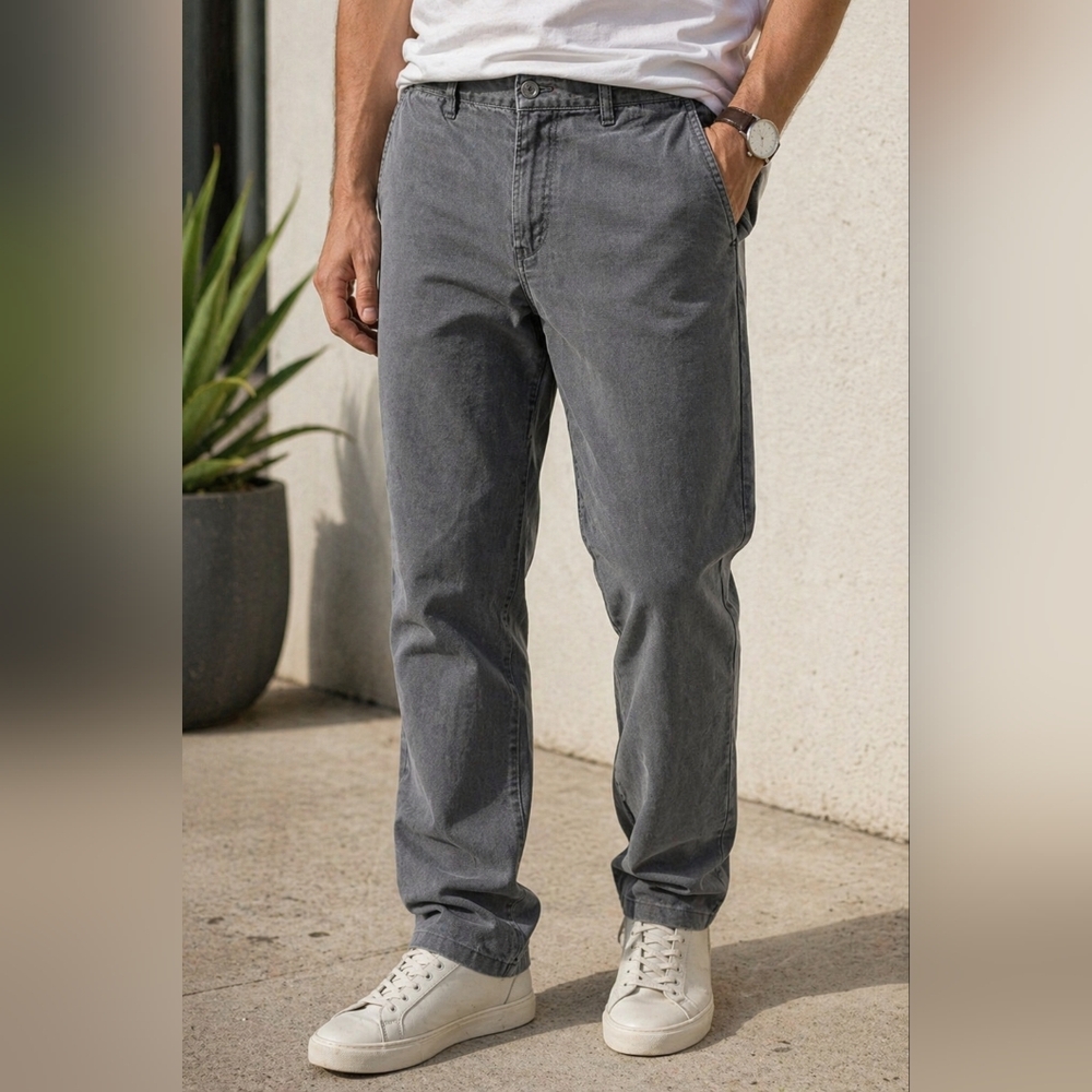 Faherty Brand Textured Gray Pants Men’s Size 34 Straight Fit  Premium Cotton